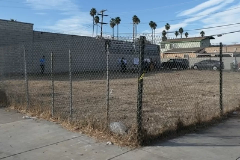 Fenced off vacant lot in Los Angeles